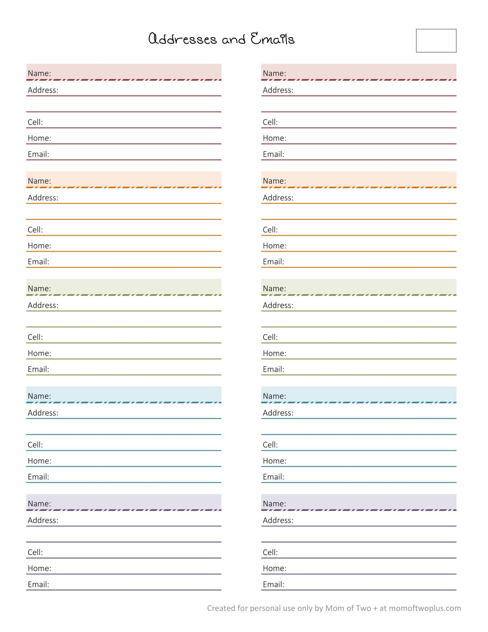 Excel Address Book Template