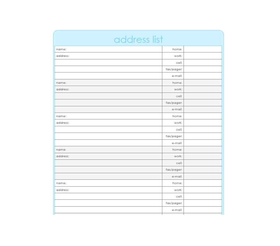 Excel Address Book Template Excel Address Book Template