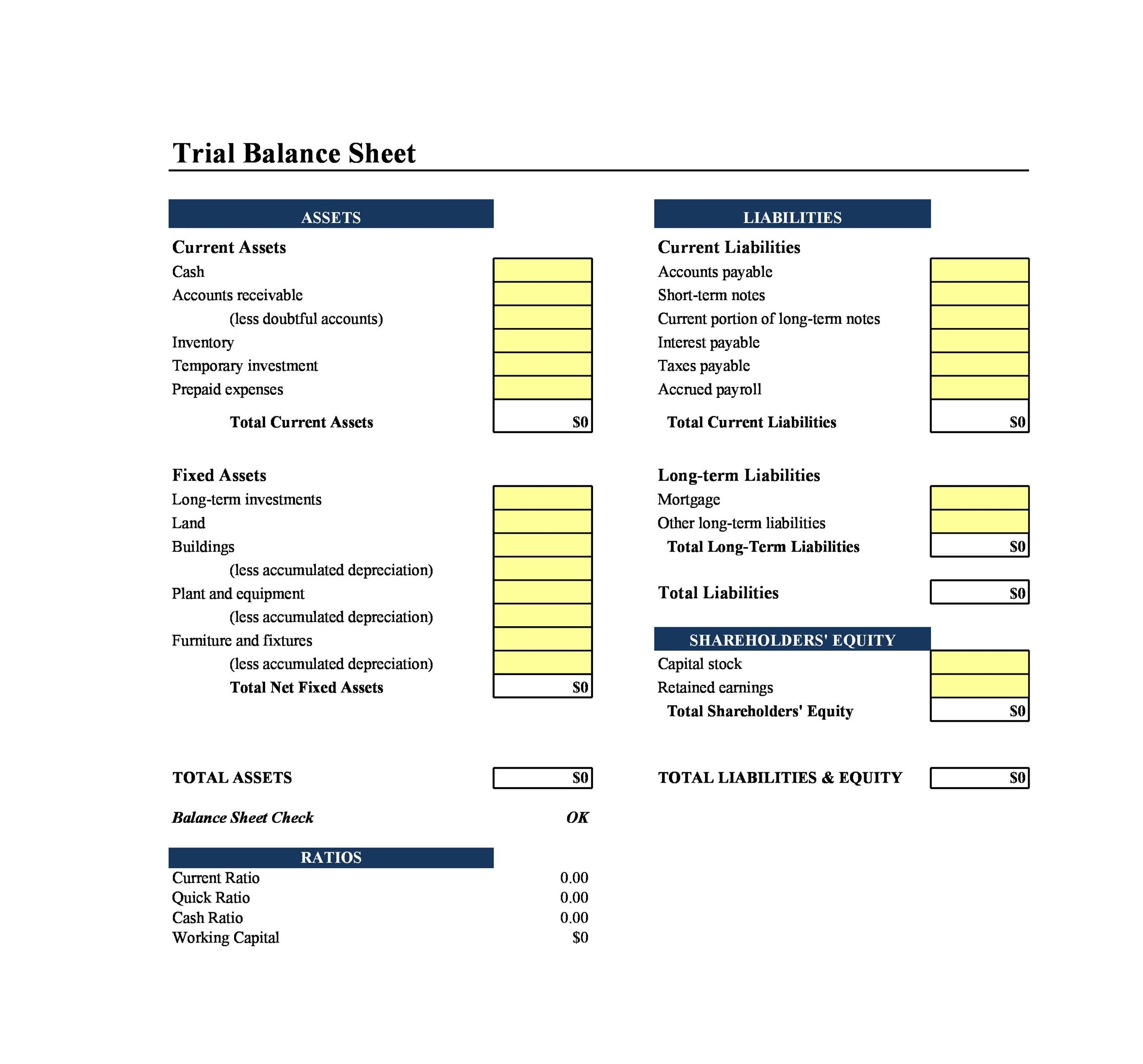 Excel Balance Sheet Template