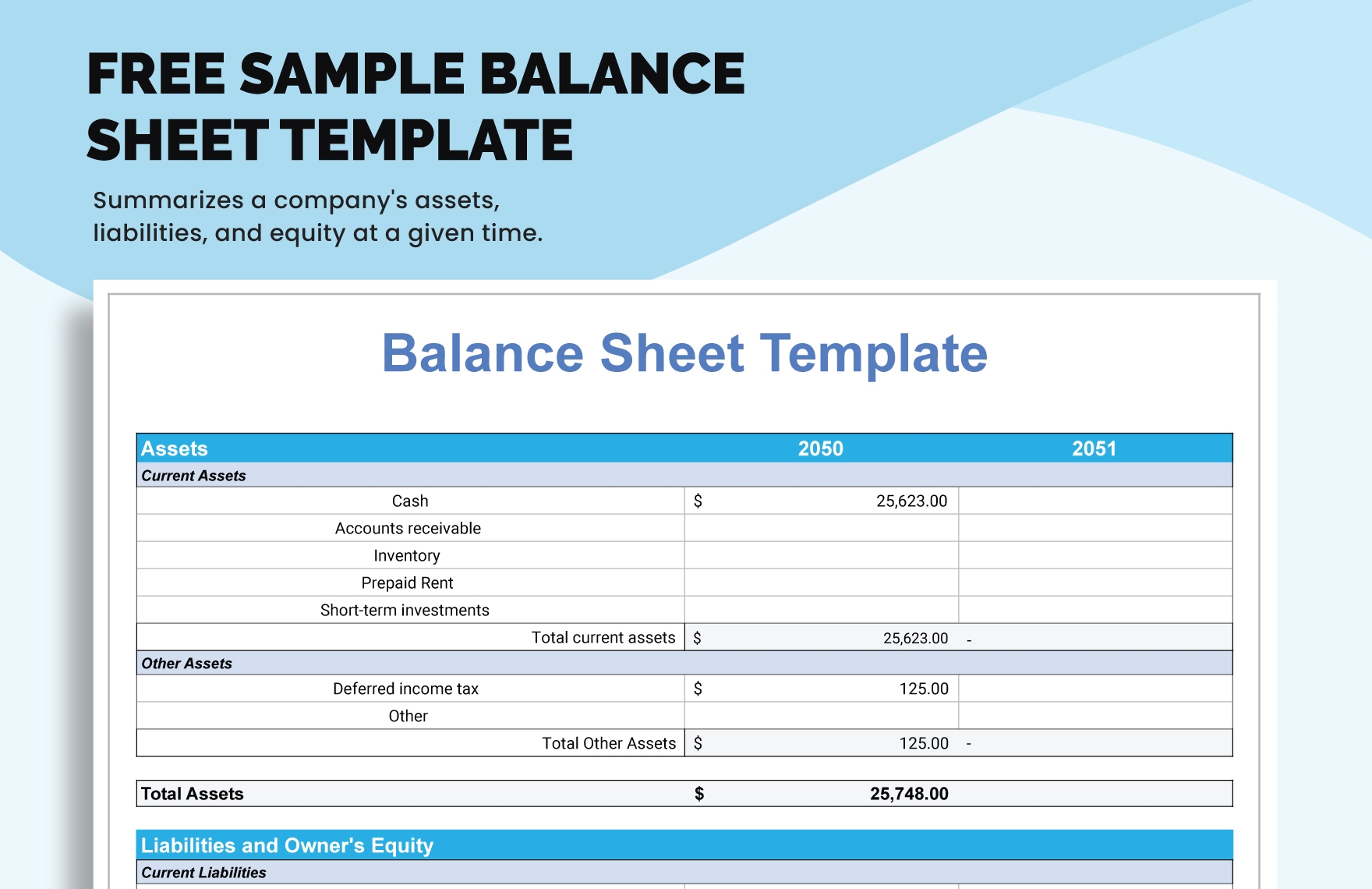 Excel Balance Sheet Template