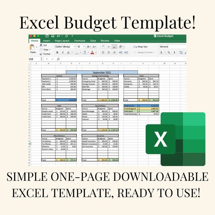 Excel Budget Sheet With The Text Simple One Page Printable Excel 