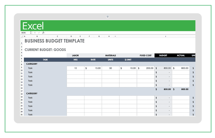 Excel Budgeting Template For Bigger Businesses