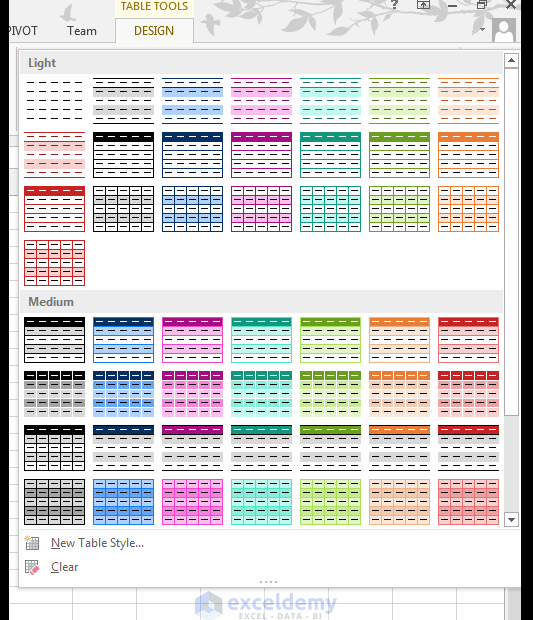 Excel Color Template
