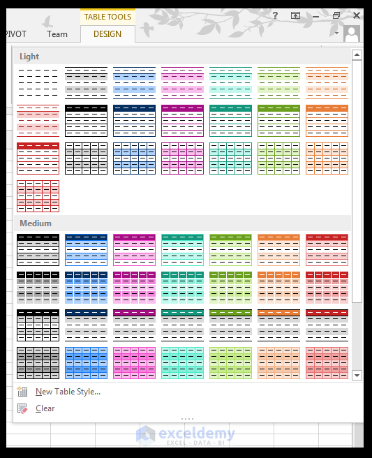 Excel Color Template