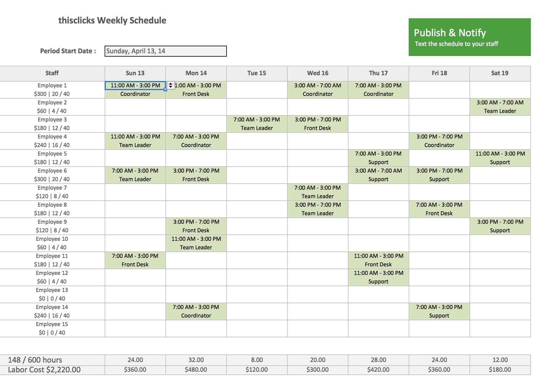 Excel Employee Schedule Template Task List Templates