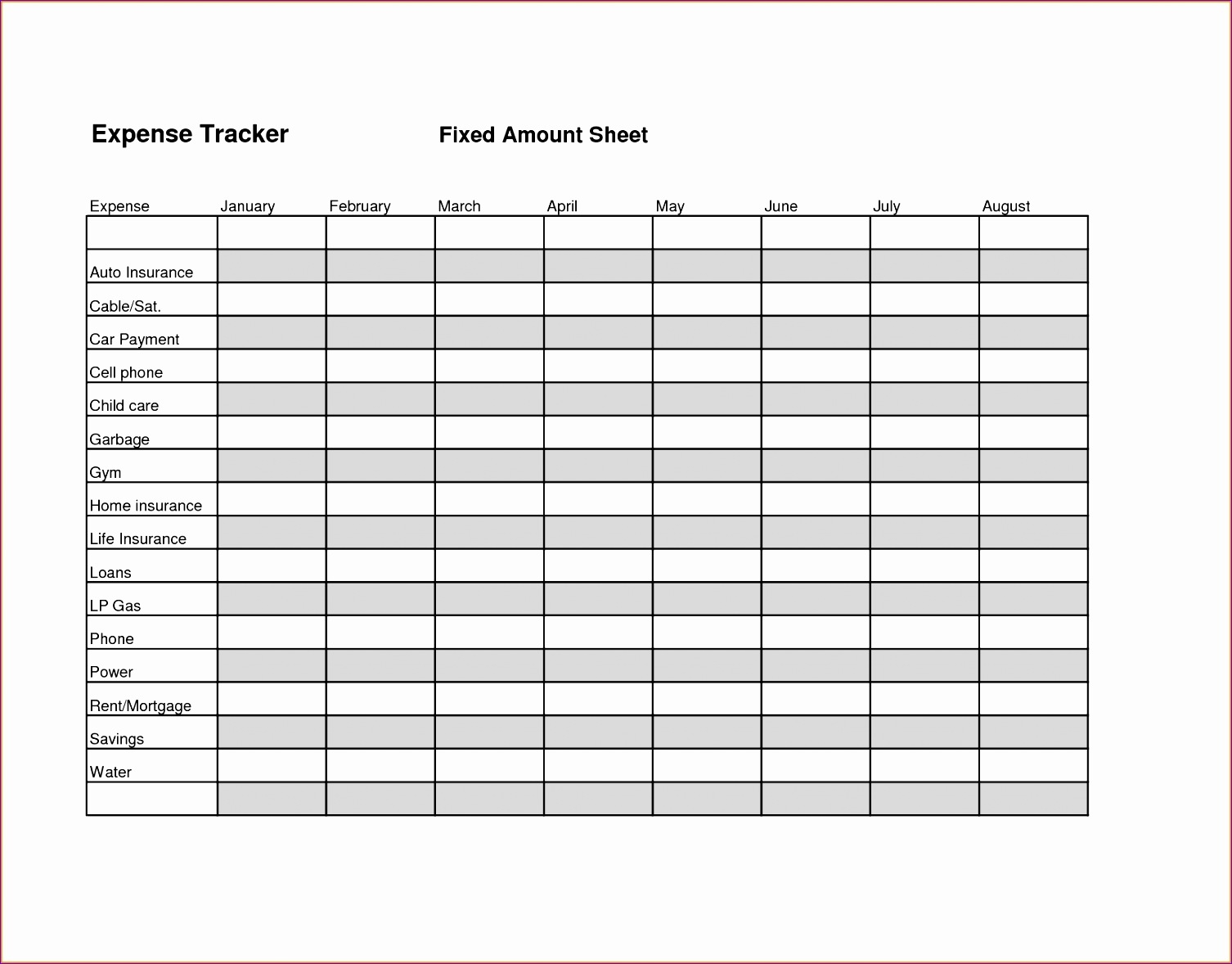 Excel Expense Tracker Template