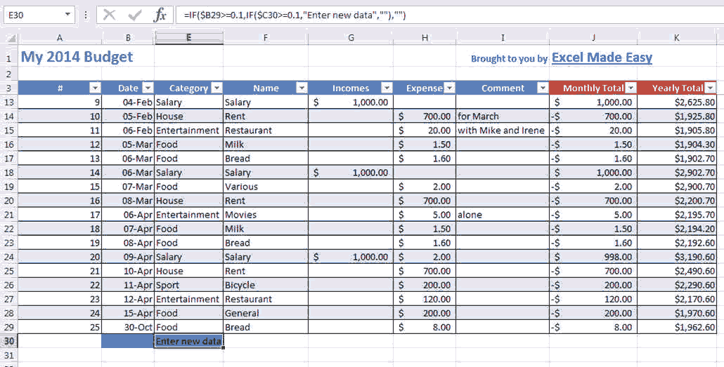 Excel Expense Tracking Template By Excel Made Easy