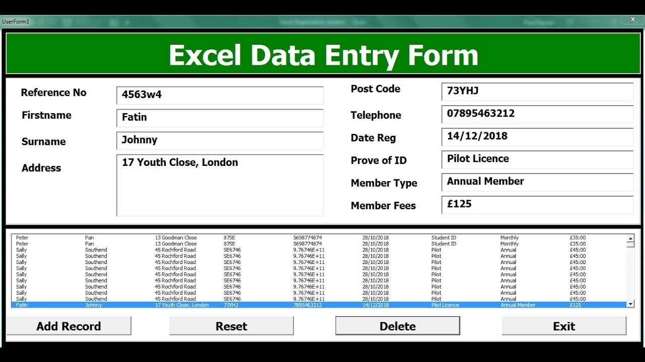 Excel Forms Template Database Vrogue