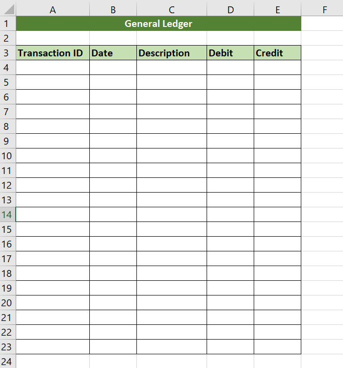 Excel General Ledger Template