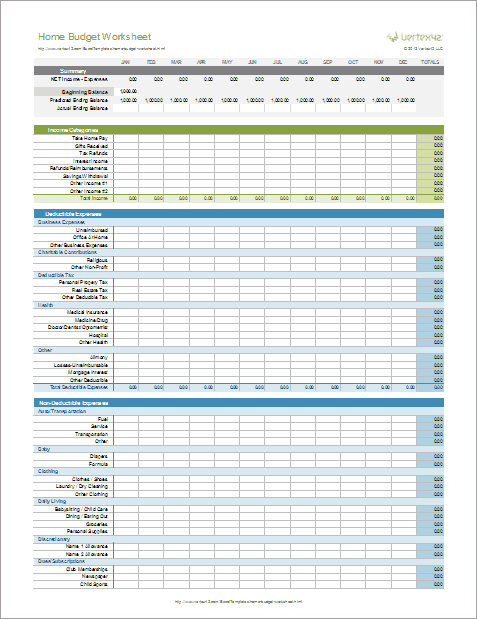 Excel Home Budget Spreadsheet Template Isolopte