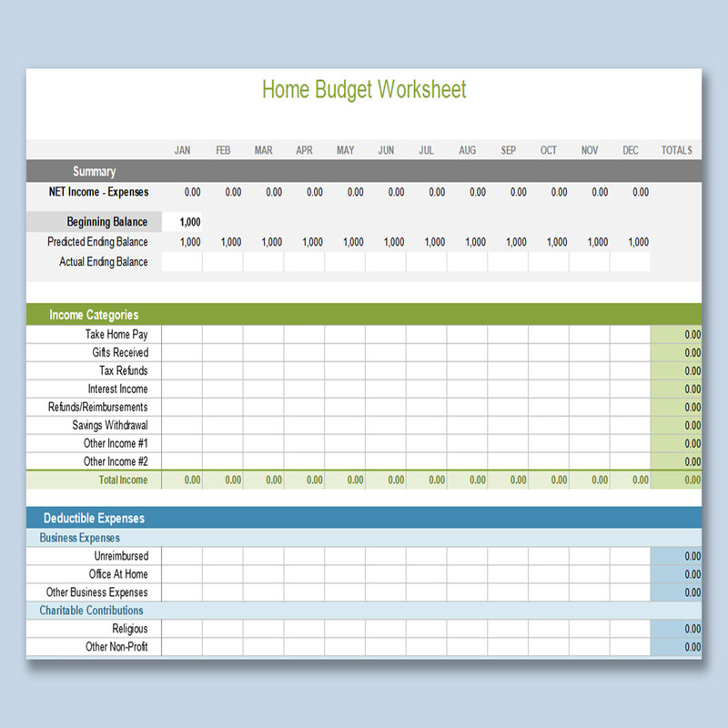Excel Home Budget Template