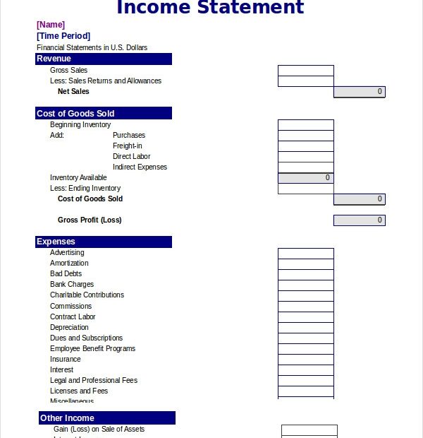 Excel Income Statement 8 Free Excel Documents Download