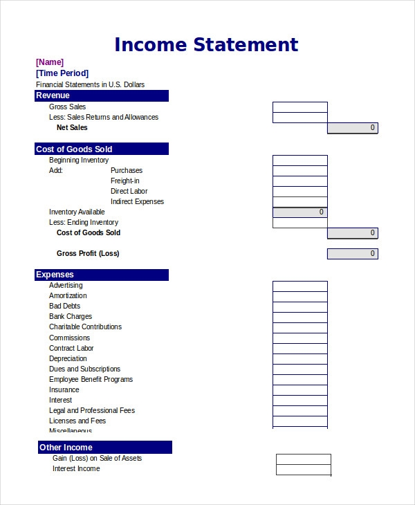 Excel Income Statement 8 Free Excel Documents Download