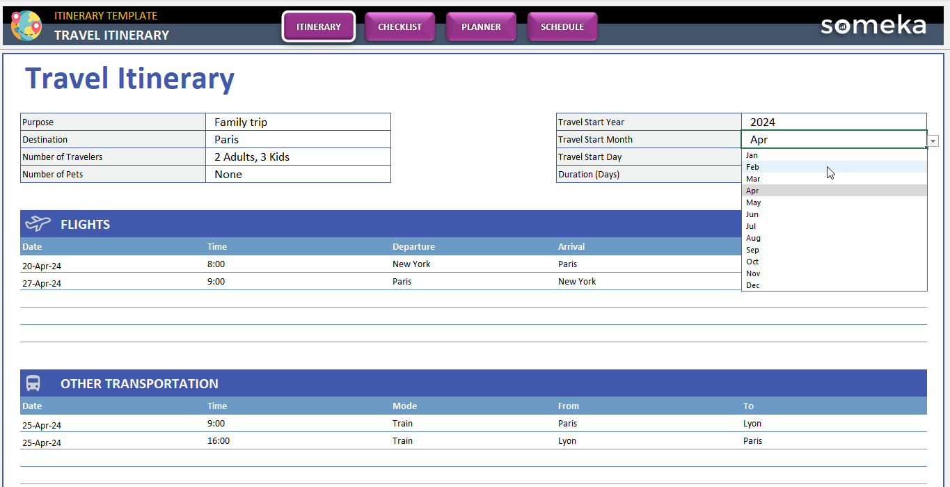 Excel Itinerary Template Excel Itinerary Template