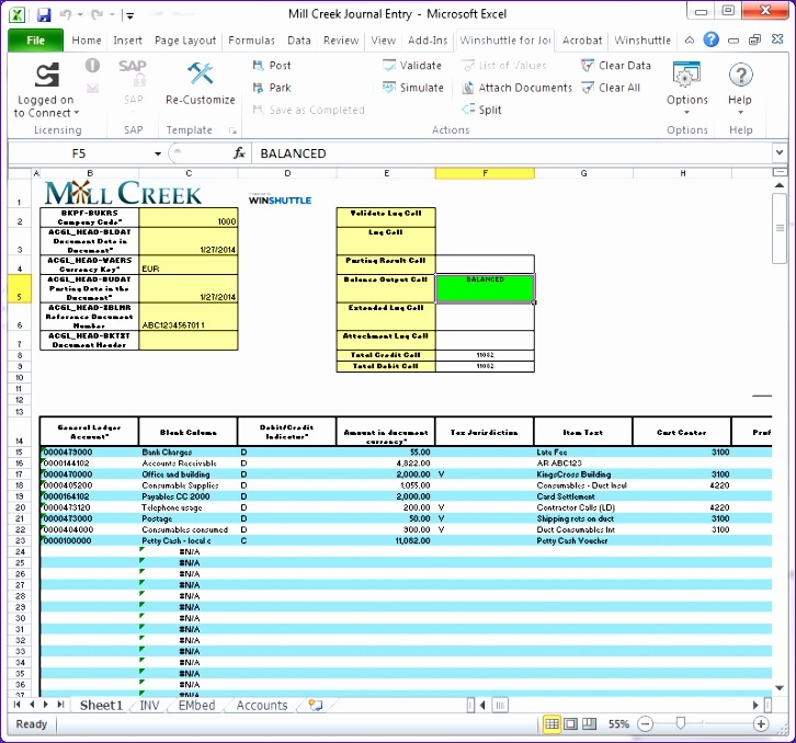 Excel Journal Entry Template
