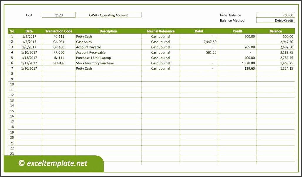 Excel Ledger Template