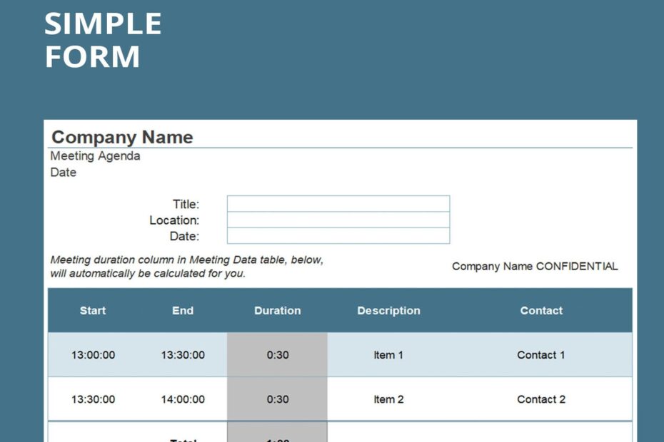 Excel Meeting Agenda Template