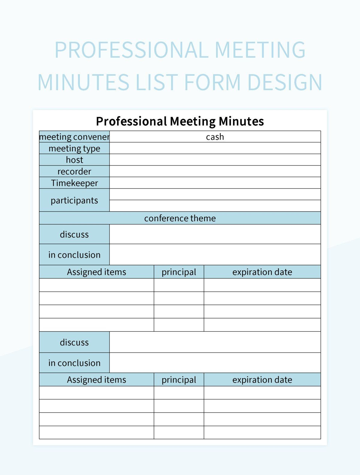 Excel Meeting Minutes Template