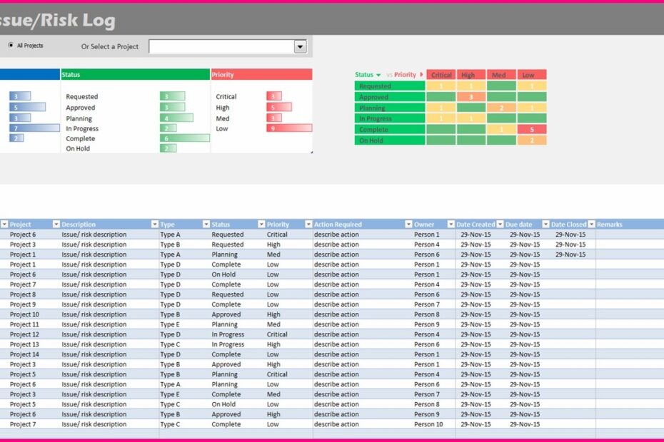 Excel Multi Project Management Template Printable Word Searches