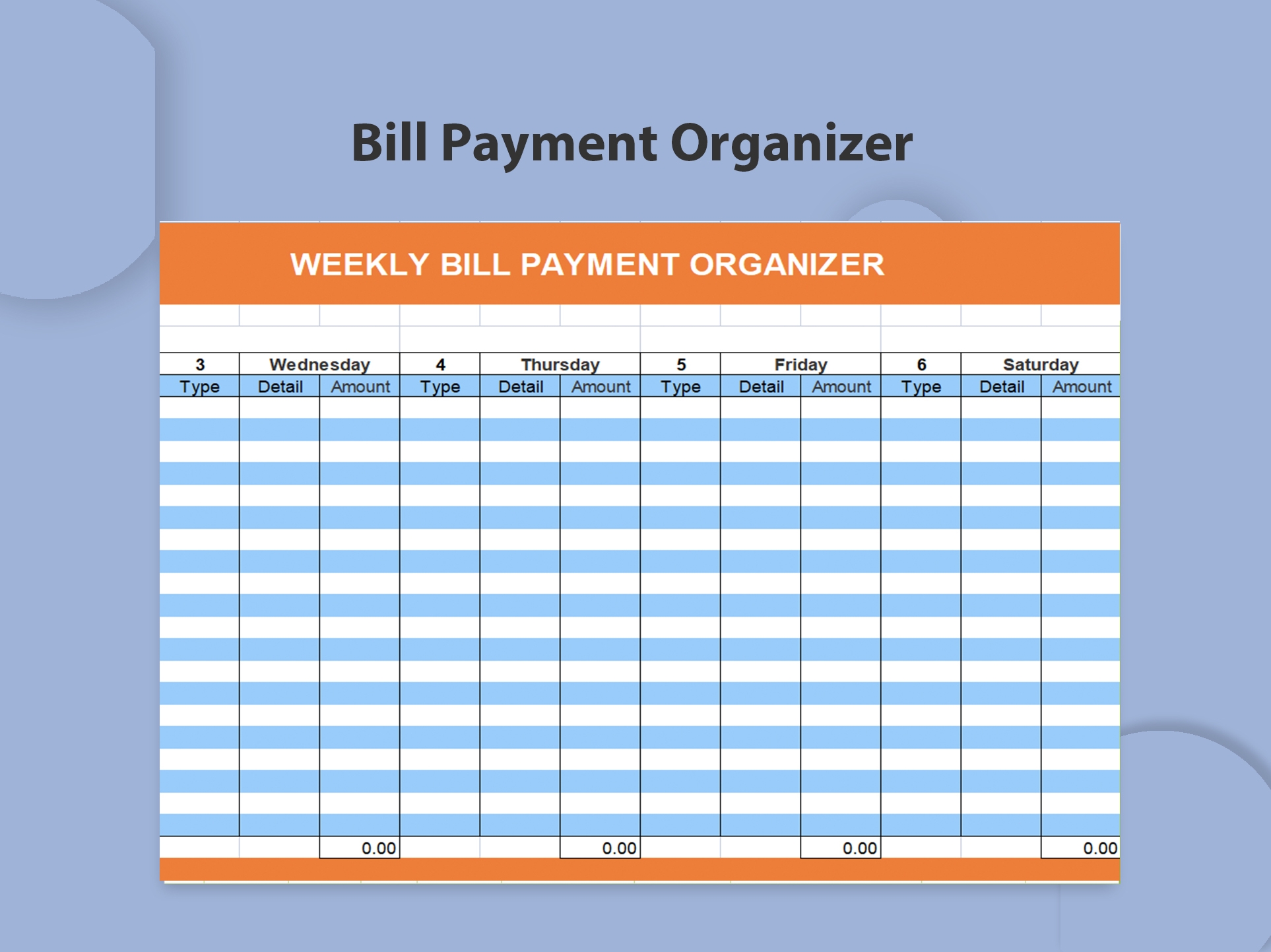 EXCEL Of Bill Payment Organizer xlsx WPS Free Templates