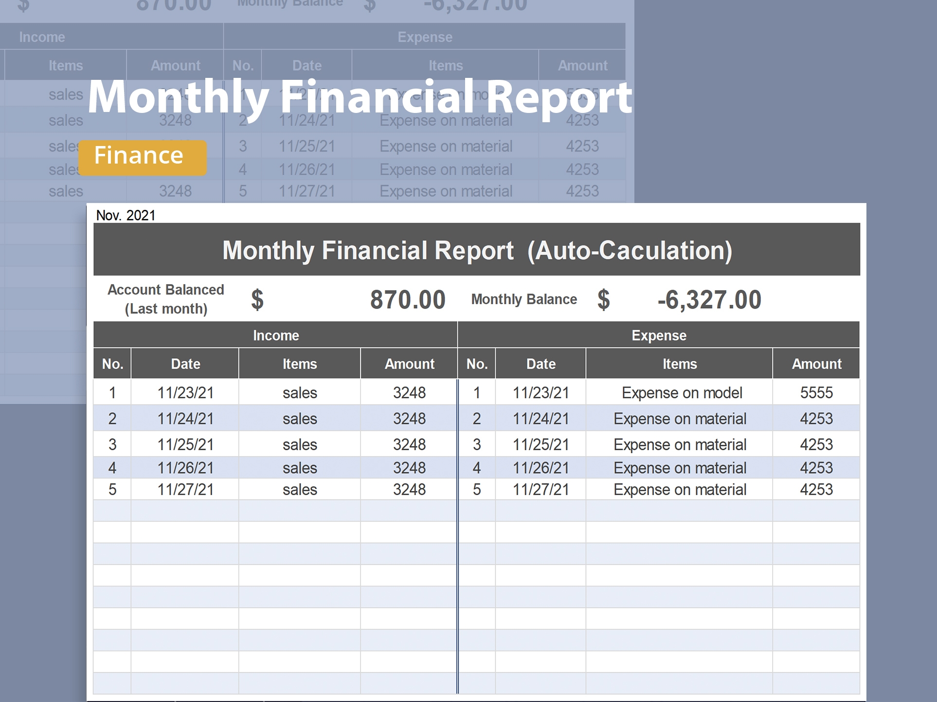 EXCEL Of Monthly Financial Report xlsx WPS Free Templates