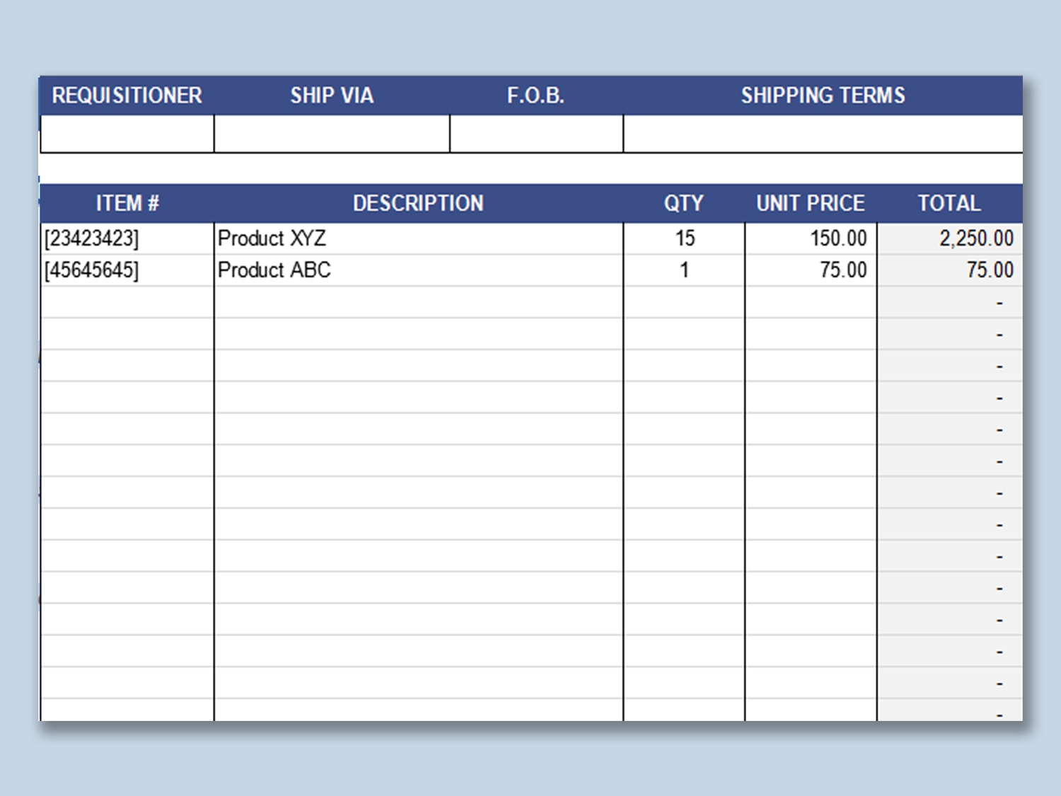 EXCEL Of Purchase Order Template xlsx WPS Free Templates