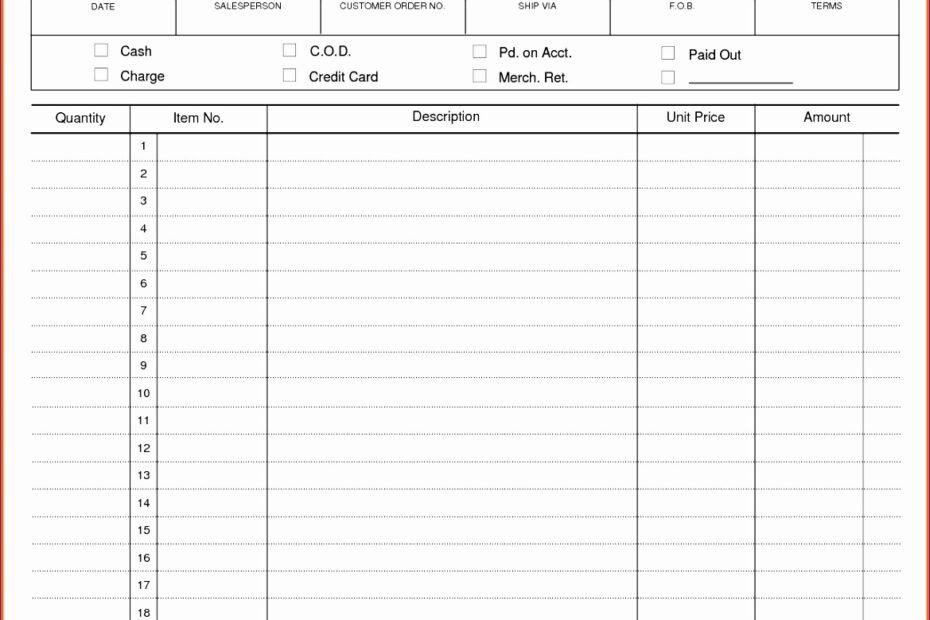 Excel Order Form Template