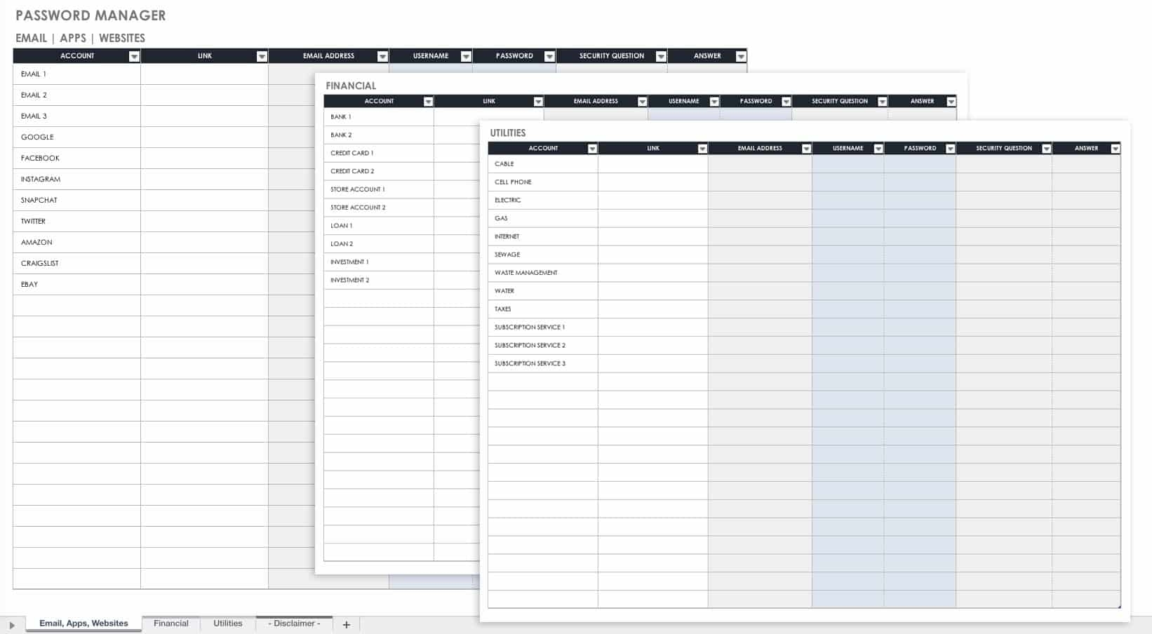 Excel Password Sheet Template Master Template
