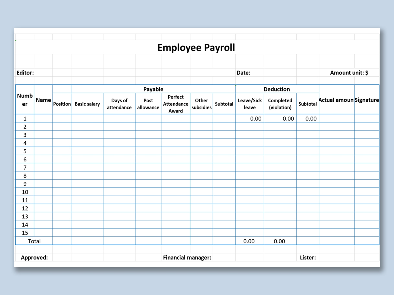 Excel Payroll Template