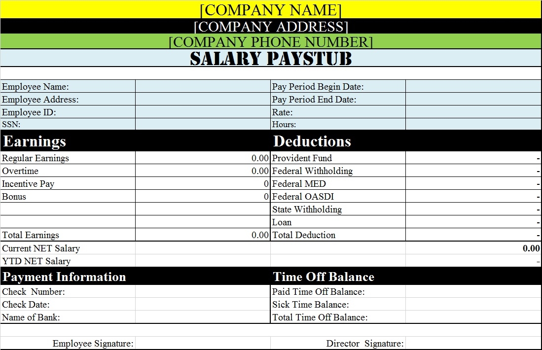 Excel Paystub Template