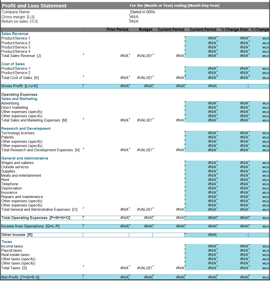 Excel Profit And Loss Template Db excel