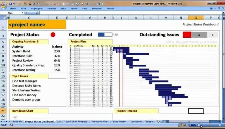 Excel Project Planner Template Qustbulk