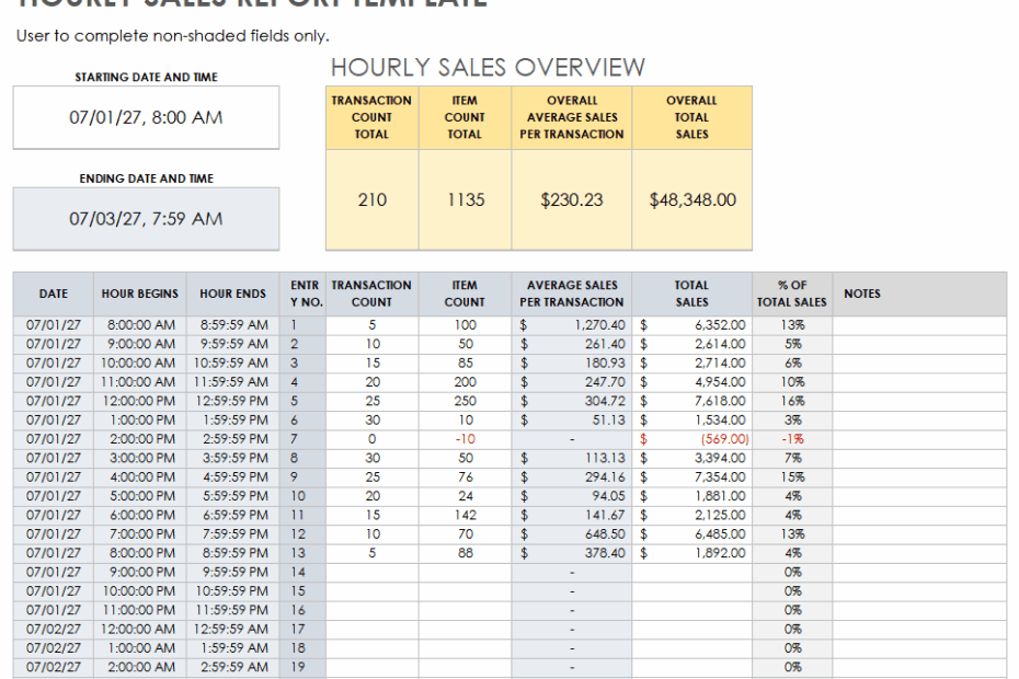 Excel Sales Report Template