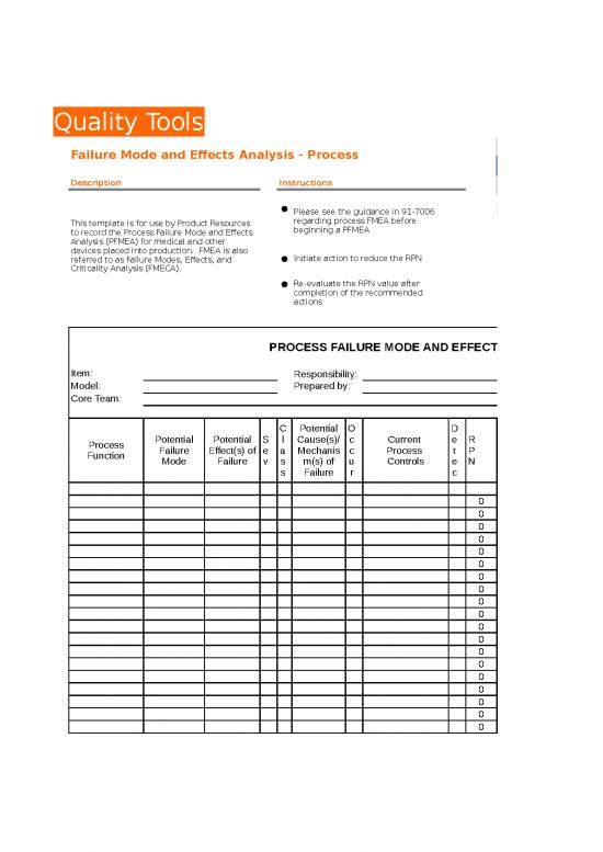 Excel Sheet Download 28022 Process Fmea Pfmea Template