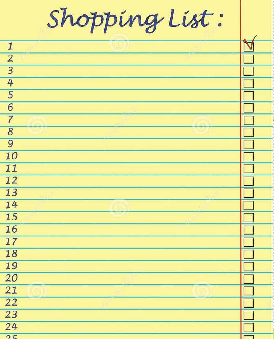 Excel Shopping List Template