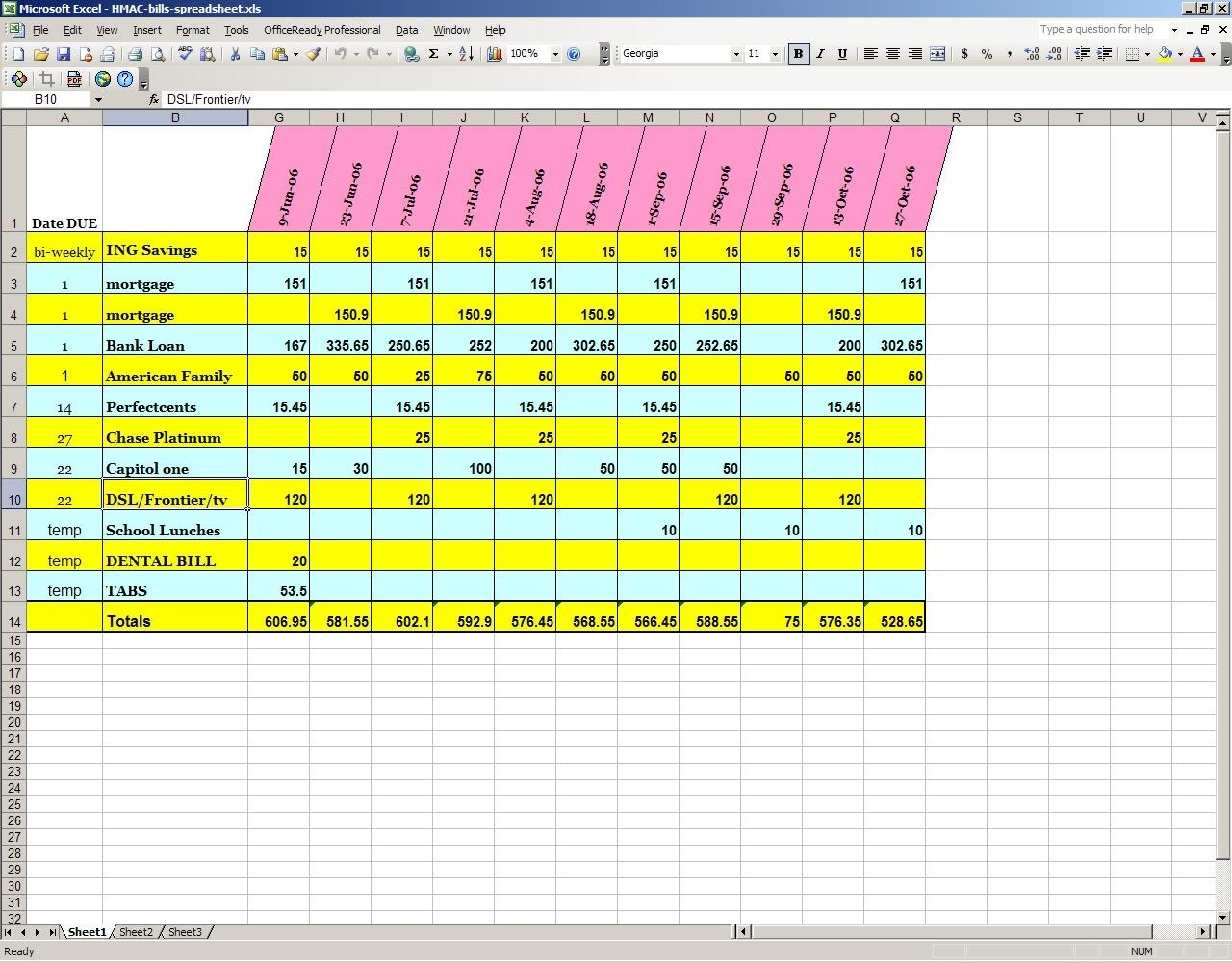Excel Spreadsheet For Bill Tracking Throughout Excel Bill Tracker 