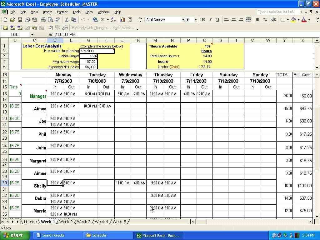 Excel Spreadsheet Template For Scheduling Spreadsheet Templates For 