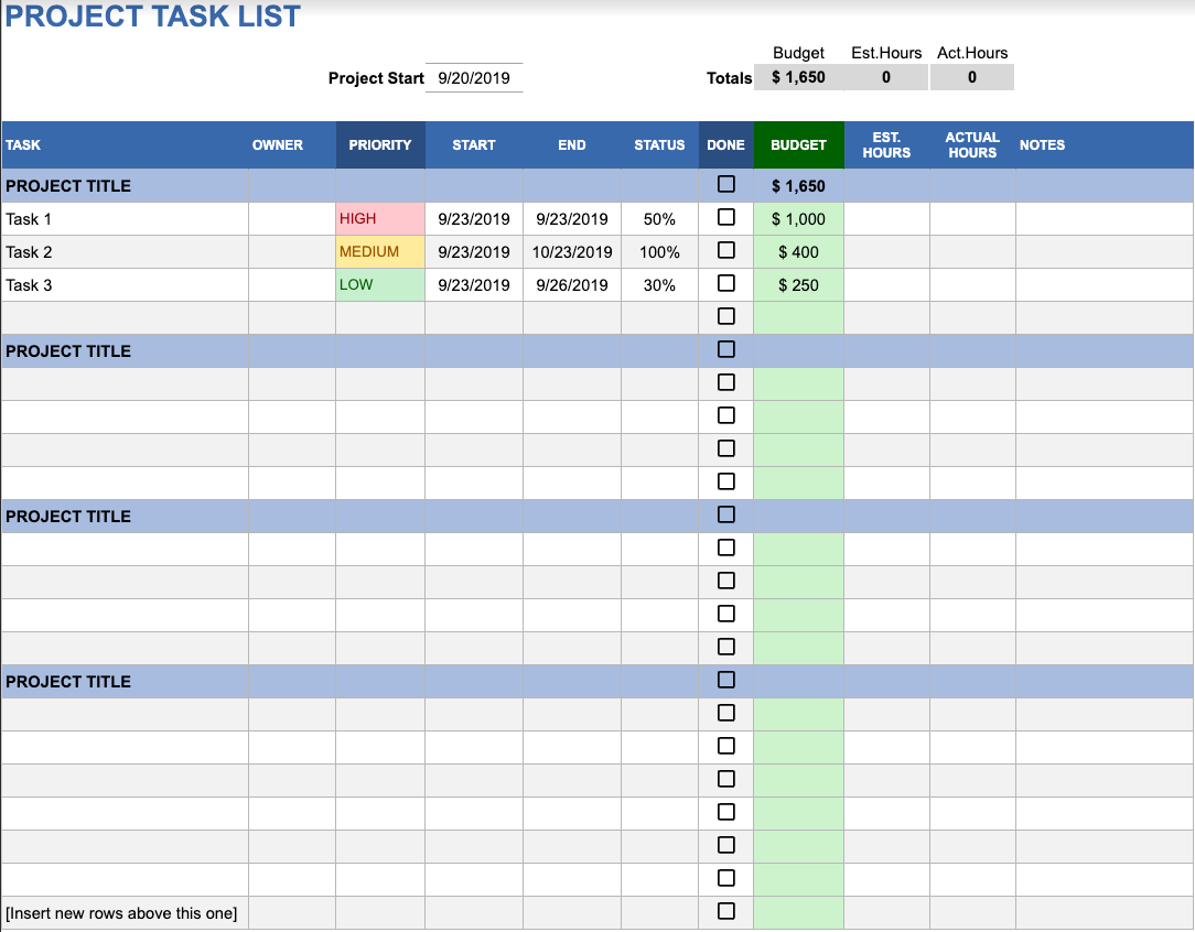 Excel Task Tracker Template Task List Templates
