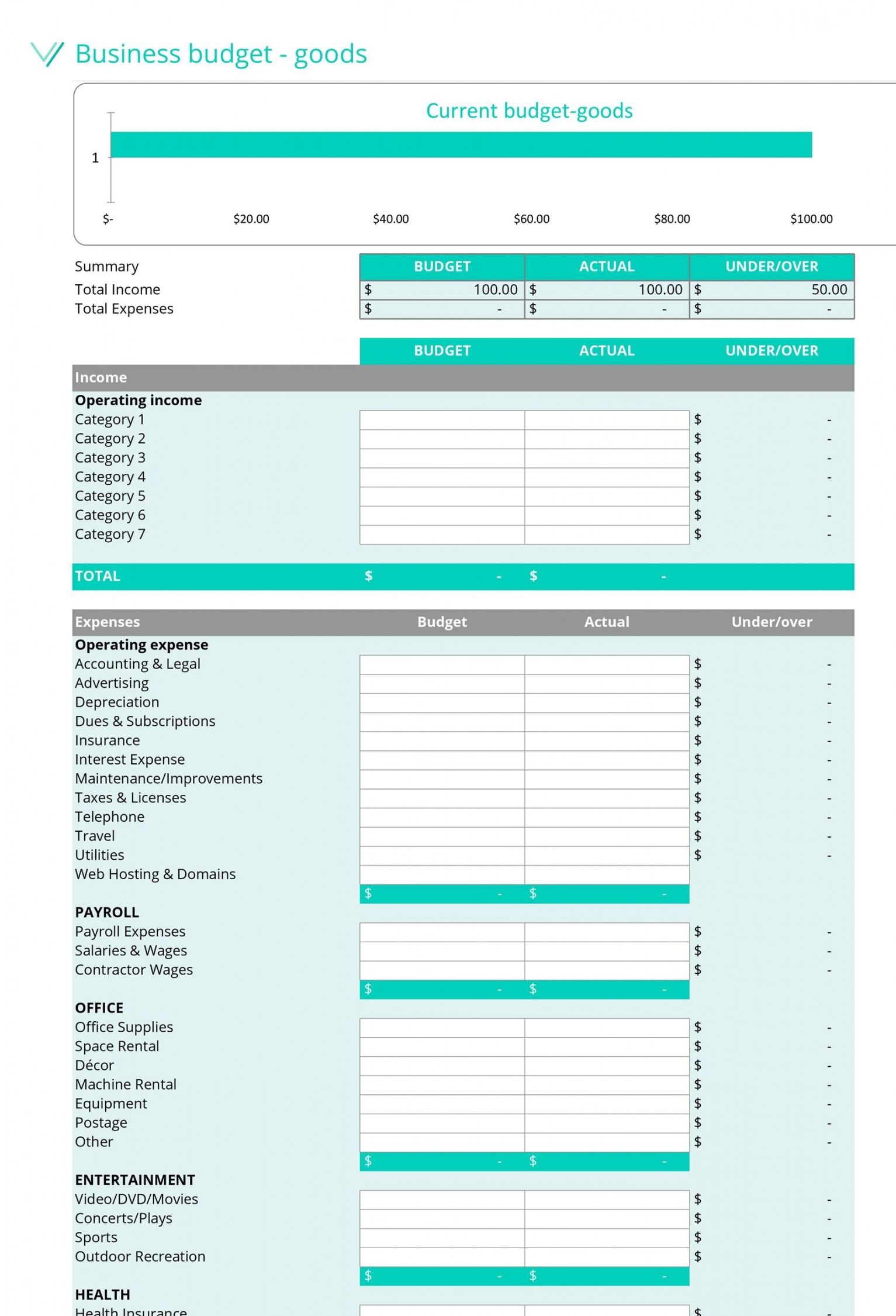 Excel Template For Business Budget Planning Verigolf