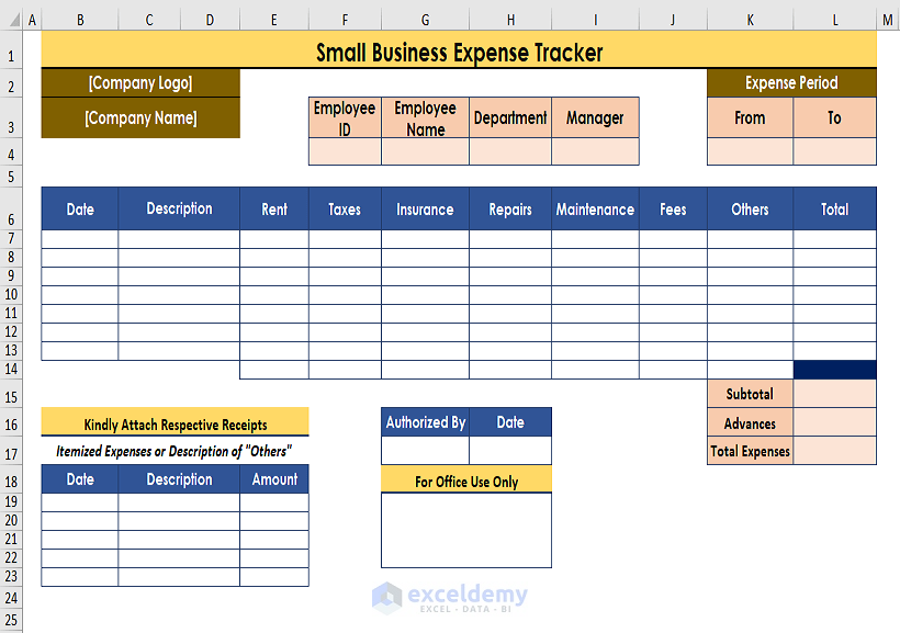 Excel Template For Business Expenses