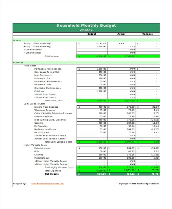 Excel Template Household Budget Firstisse