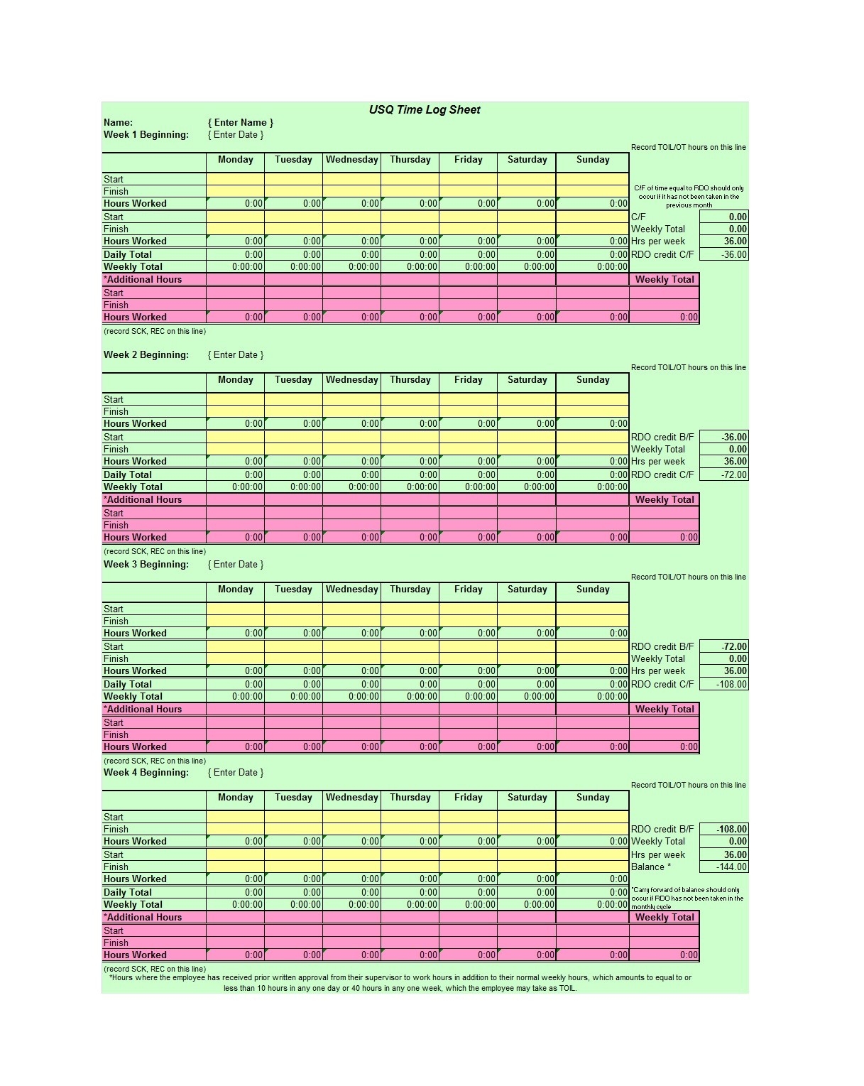 Excel Time Tracking Template