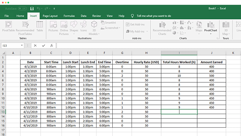 Excel Time Tracking Template