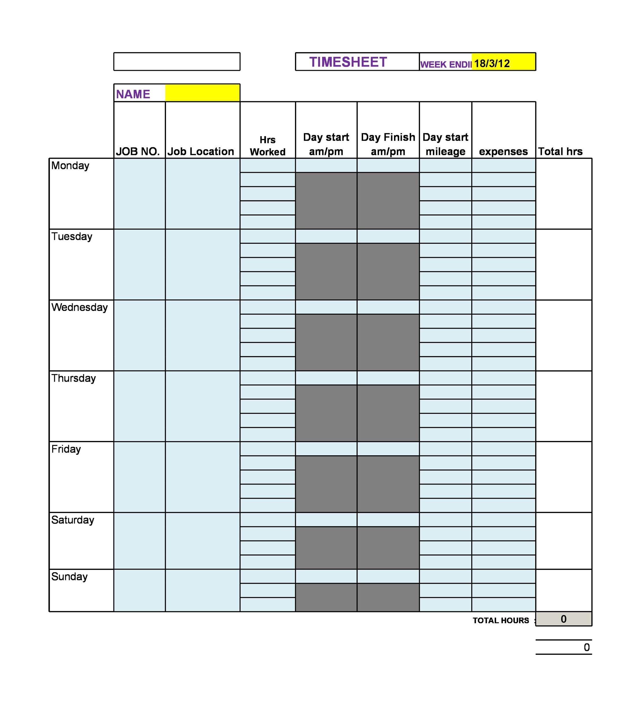 Excel Timecard Template