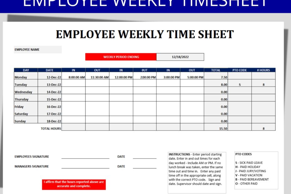 Excel Timecard Template