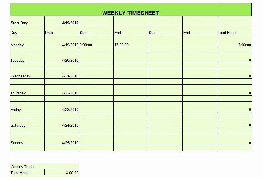 Excel Timecard Template