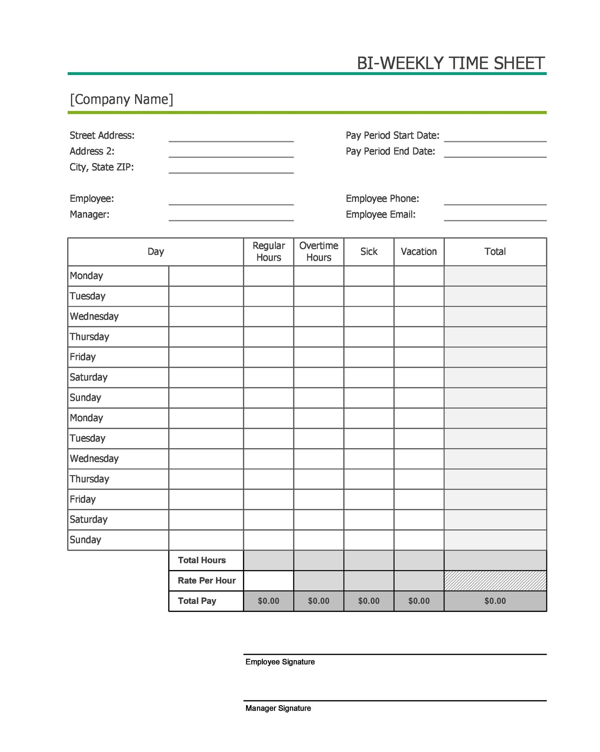 Excel Timesheet Template Bi Weekly Yslsa