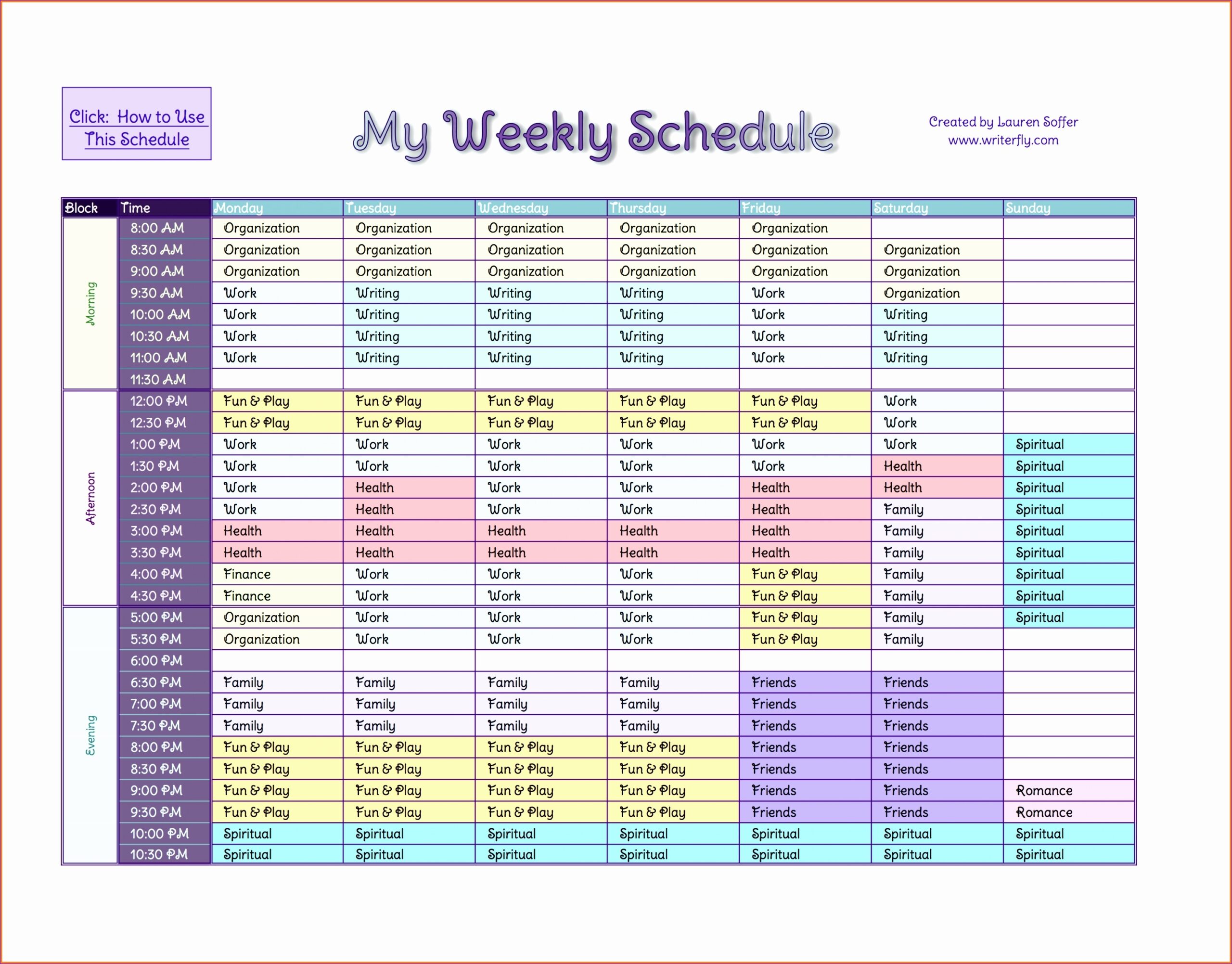 Excel Weekly Schedule Template Digital Learning Commons Riset
