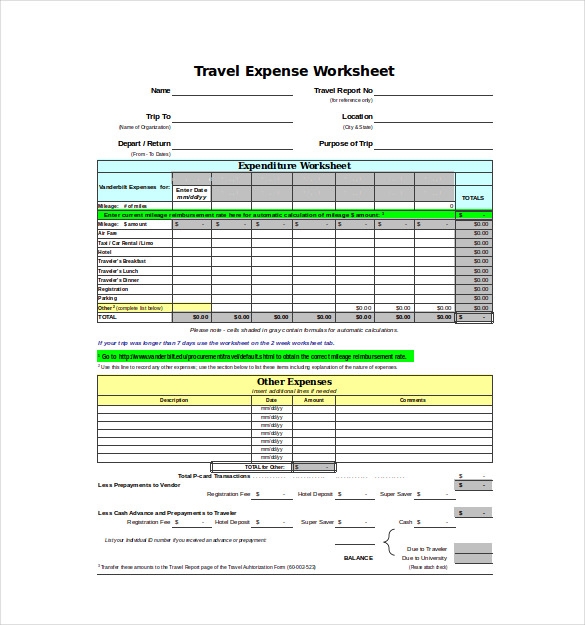 Expense Sheet Template Free Sheet Templates