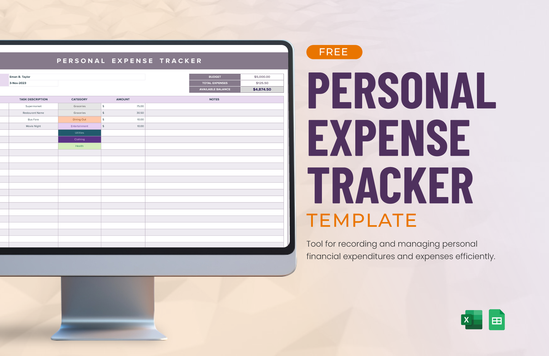 Expense Template In Google Sheets FREE Download Template